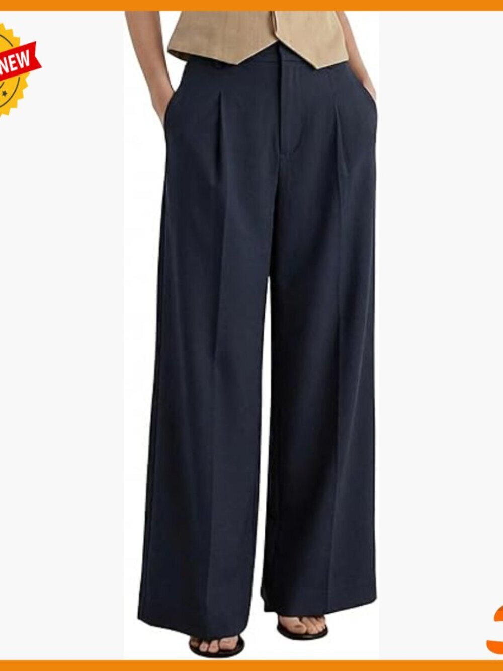 Petite Linen Blend Palazzo Pants High Waisted Wide Leg Business Casual